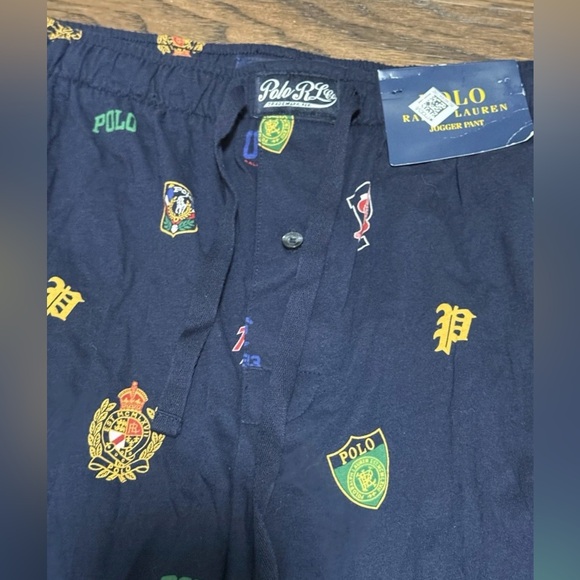 New Polo Ralph Lauren College Sleepwear Navy Blue Jogger Pant Pajama Lounge Sz L - Picture 14 of 16